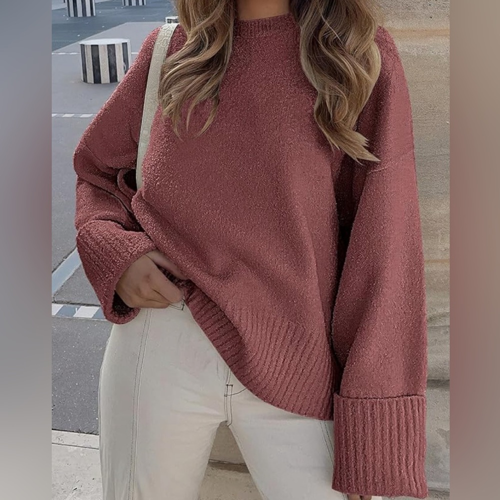 Women’s Oversized Knit Pullover Sweater, Size Medium